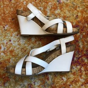 White Summer Strappy Wedge Sandals